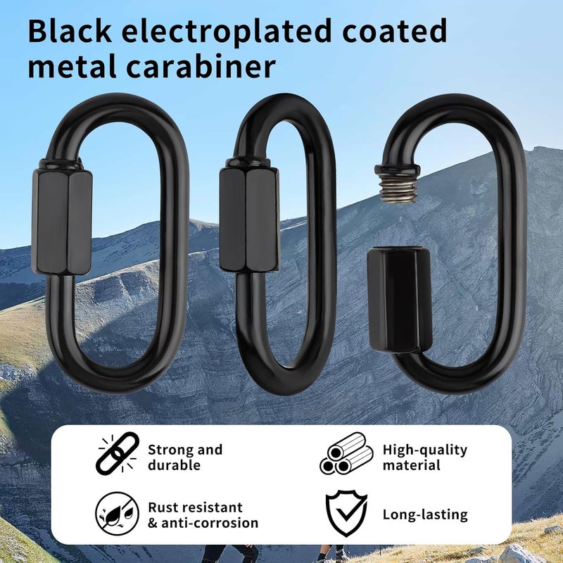 ARPOVIST 30 Pack M4 Quick Link Chain Connectors, Black Heavy Duty D Shape Locking Quick Link Metal Chain Repair Links for Camping Hammock Outdoor Equipment Key Rings Rigging - Image 3